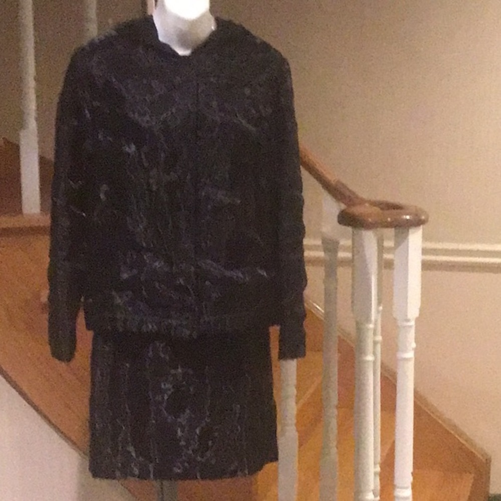 NWOT Black hooded jacket with pencil skirt suit